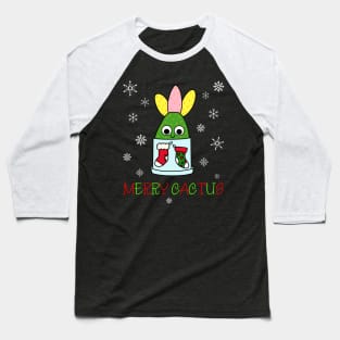 Merry Cactus - Hybrid Cactus In Christmas Themed Pot Baseball T-Shirt